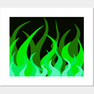 Green Flames Posters and Art